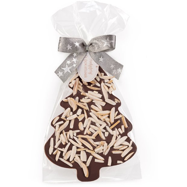 Sapin de Noël en chocolat aux éclats d'amandes noir 100g